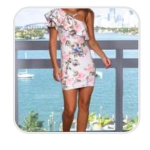 White floral one shoulder Blue Blush dress NWT